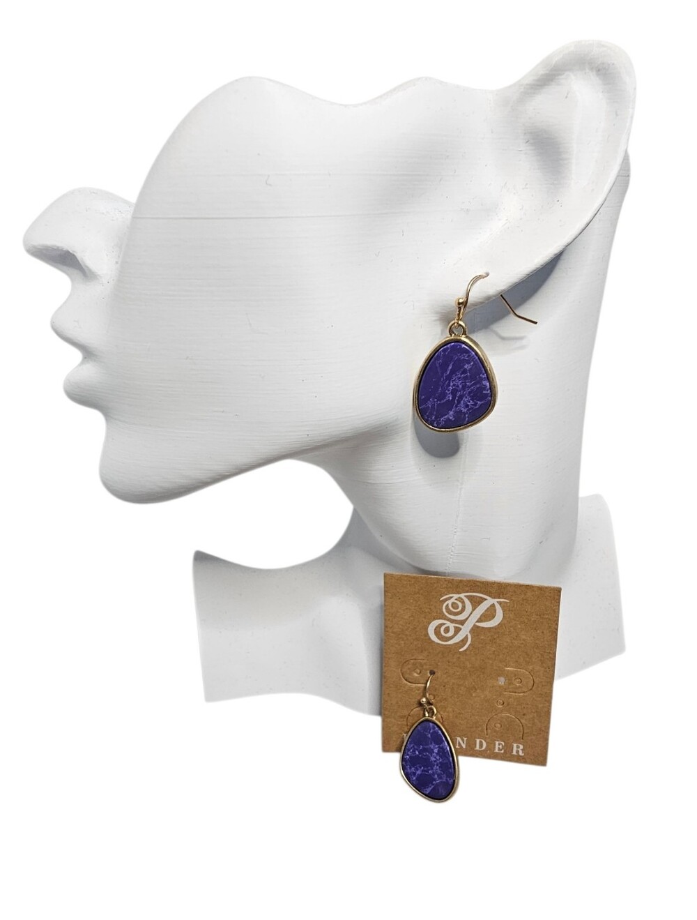 Plunder Purple Stone Teardrop Drop Earrings -